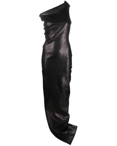 Rick Owens Embroidered Denim Long Dress - Black
