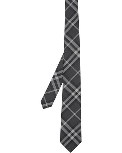 Burberry Silk Vintage Check Tie - Gray