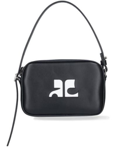 Courreges 'slim Leather Camera' Shoulder Bag - Black