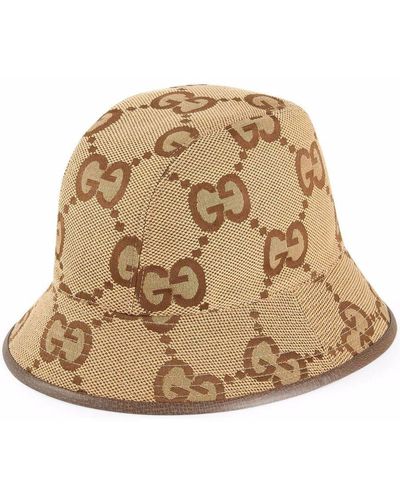 Gucci Jumbo Gg Fabric Bucket Hat - Natural