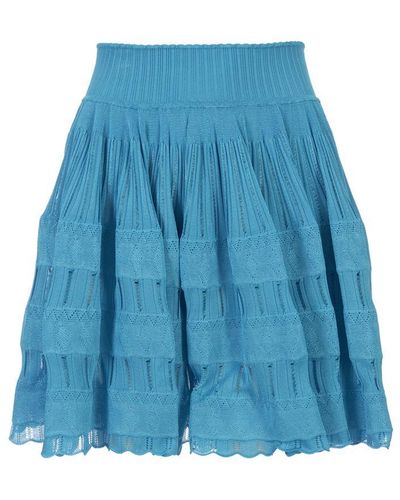 Alaïa Shiny Crinoline Mini Skirt - Blue