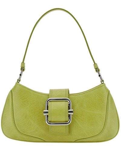 OSOI 'small Brocle' Yellow Shoulder Bag In Hammered Leather Woman - Green