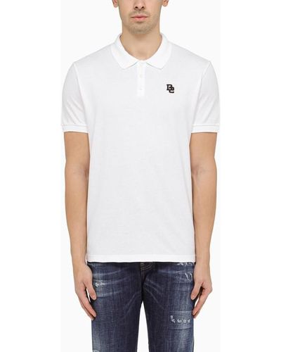 DSquared² White Short Sleeved Polo Shirt With Logo Embroidery