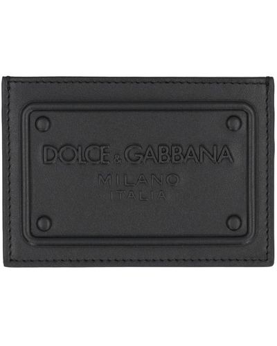 Dolce & Gabbana Logo Detail Leather Card Holder - Gray