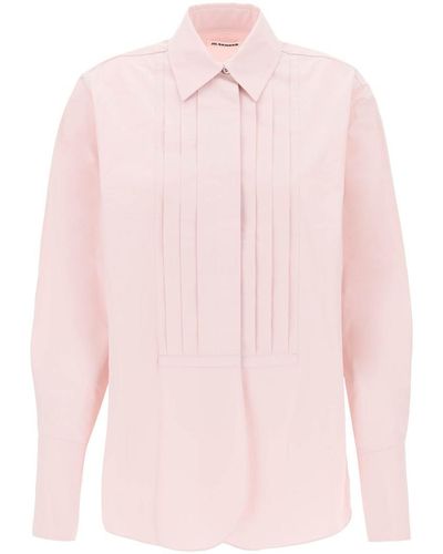 Jil Sander Pleated Bib Shirt With - Pink