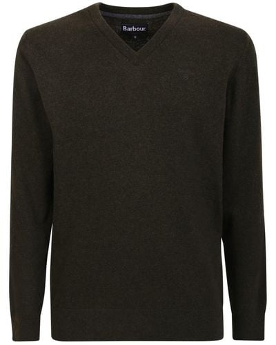 Barbour V-neck Long-sleeved Knit Sweater - Black