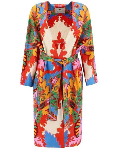 Etro "archive Paisley" Printed Kimono - Red