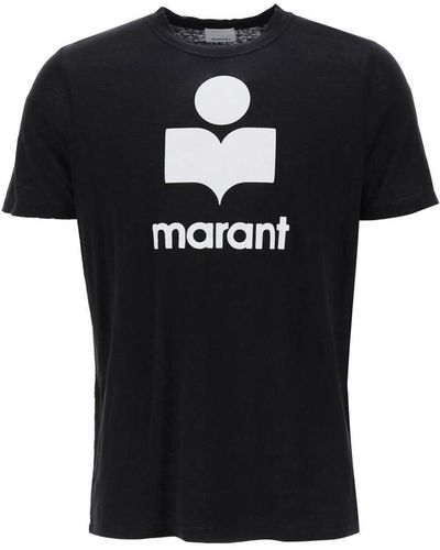 Isabel Marant 'karman' Logo Linen T Shirt - Black