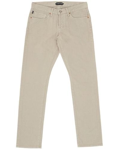 Tom Ford Chic Straight Fit Cotton Jeans - Natural