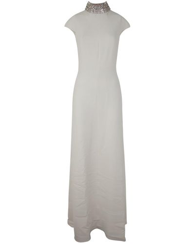 MAX MARA BRIDAL Perim Long Dress With Crystal Neck Clothing - White