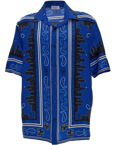 Off-White c/o Virgil Abloh Bandana Bowling Shirt Nautical - Blue