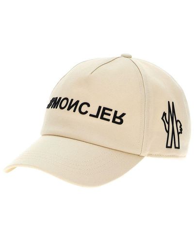 3 MONCLER GRENOBLE Logo Printed Cap Hats - Natural