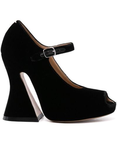 Maison Margiela 125mm Velvet Peep-toe Sandals - Black