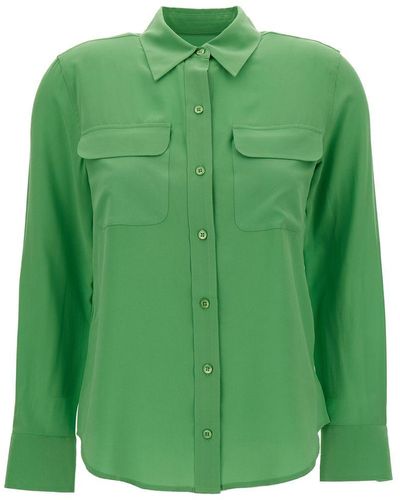 Equipment 'Slim Signature' Emerald Shirt With Classic Collar - Green