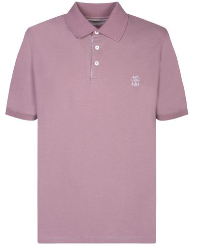 Brunello Cucinelli Logo Cotton Polo Shirt - Pink