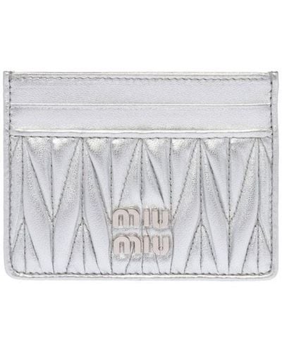 Miu Miu Matelassé Nappa-leather Card Holder - White