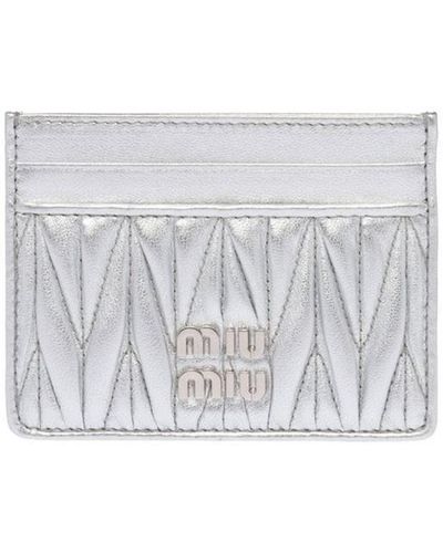 Miu Miu Matelassé Nappa-leather Card Holder - White