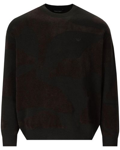 Emporio Armani Camo Crewneck Sweater - Black