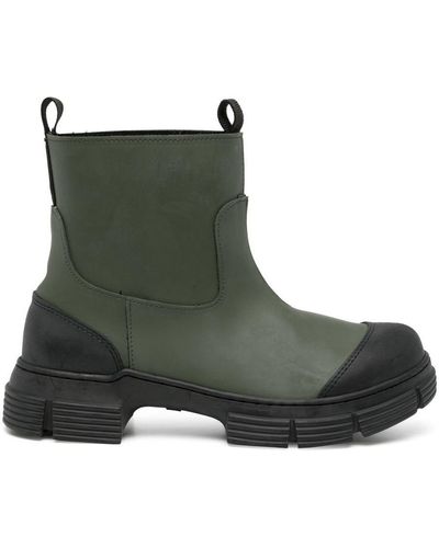 Ganni Contrast Toe-cap Detail Boots - Green