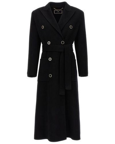 Elisabetta Franchi Double-breasted Coat Coats, Trench Coats - Black