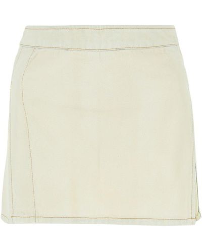 Palm Angels Logo-patch Denim Mini Skirt - Natural