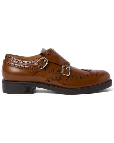 Miu Miu X Church's Leather Brogue Shoes - Brown