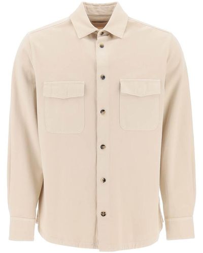 Agnona Cotton & Cashmere Shirt - Natural