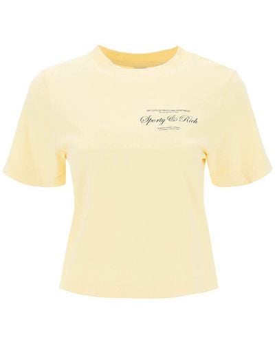 Sporty & Rich Sporty Rich Cropped T-Shirt - Yellow