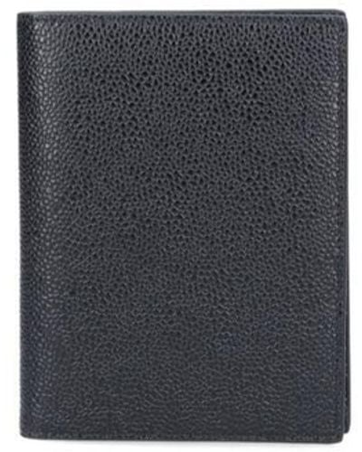 Thom Browne Leather Passport Holder. - Black