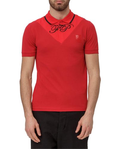 Fred Perry Polo Shirt With Contrasting Insert - Red