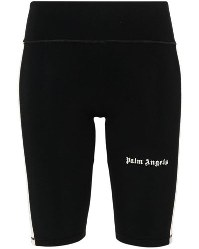 Palm Angels Cyclist Track Logo-Printed Shorts - Black