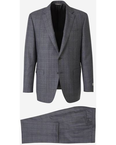 Canali Prince Of Wales Wool Suit - Grey