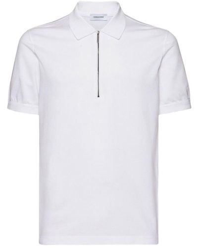 Ferragamo Piquet Cotton Polo Shirt - White