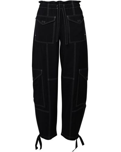 Ganni Paperbag-waist Cargo Trousers - Black