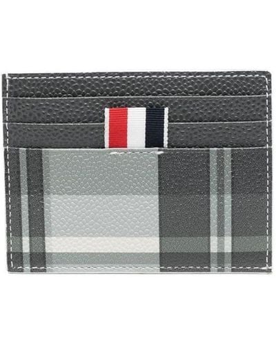 Thom Browne Check-pattern Cardholder Wallet - Grey