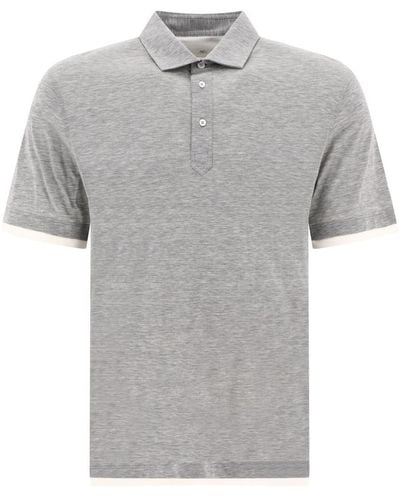 Brunello Cucinelli "Faux Layering" Polo Shirt - Gray