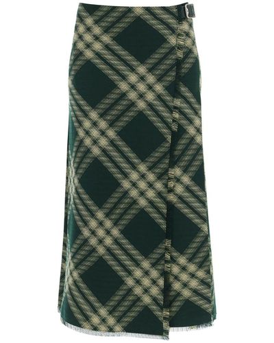 Burberry Maxi Kilt With Check Pattern - Green