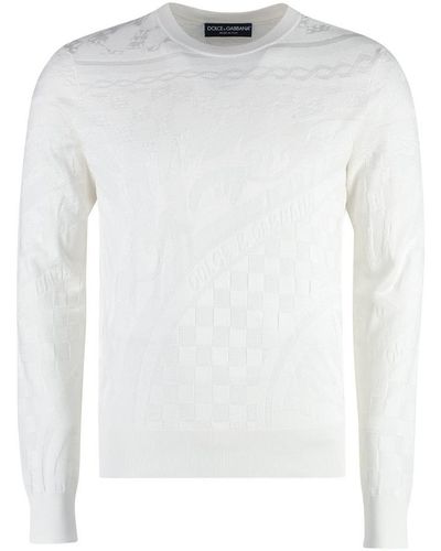 Dolce & Gabbana Long Sleeve Crew-neck Sweater - White