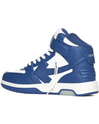 Off-White c/o Virgil Abloh Out Of Office Arrow-embroidered Leather Mid-top Sneakers - Blue