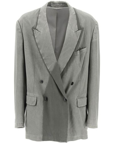 Dries Van Noten Faded Double-Breasted Bl - Gray