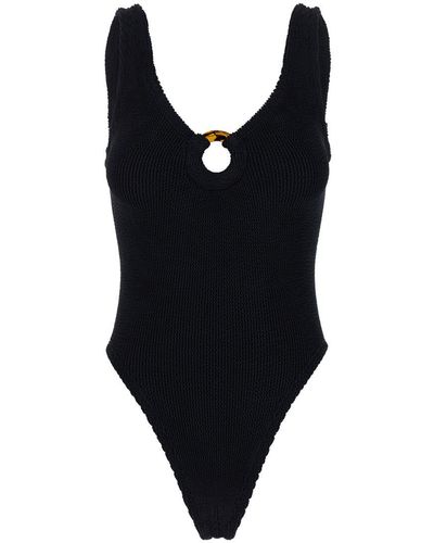 Hunza G 'Celine' One-Piece Swimsuit With Ring Detail - Black