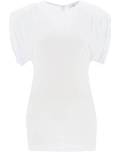 Wardrobe NYC Mini Sheath Dress With Structured Shoulders - White