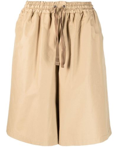 Maison Kitsuné Wide-leg Drawstring-waist Shorts - Natural