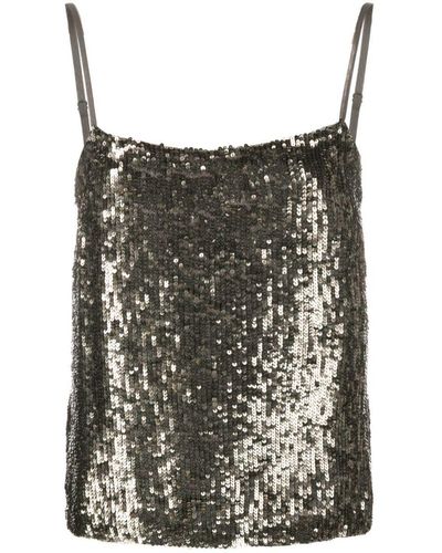 P.A.R.O.S.H. Sequin-embellished Sleeveless Top - Black