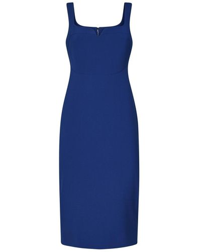 Victoria Beckham Sleeveless Fitted T-Shirt Dress Midi Dress - Blue