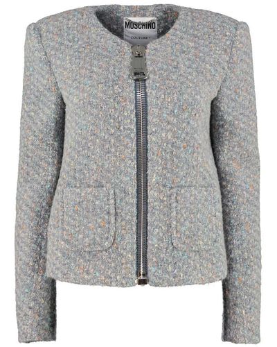 Moschino Boucle Wool Jacket - Gray