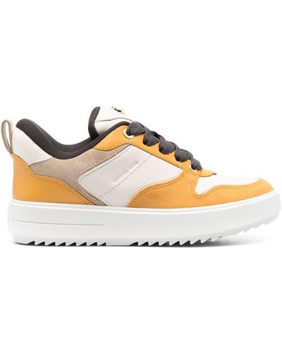 Michael Kors Rumi Colour-block Leather Platform Sneakers - Orange