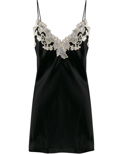 La Perla Maison Lace Trim Slip Dress - Black