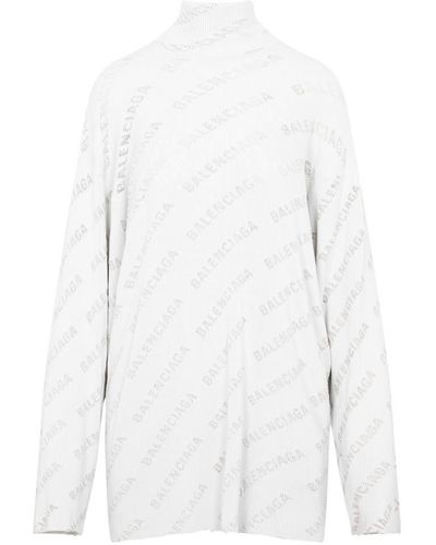 Balenciaga Oversize Turtleneck Sweater - White