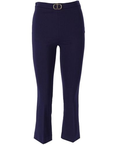 Twin Set Cropped Flare Trousers - Blue